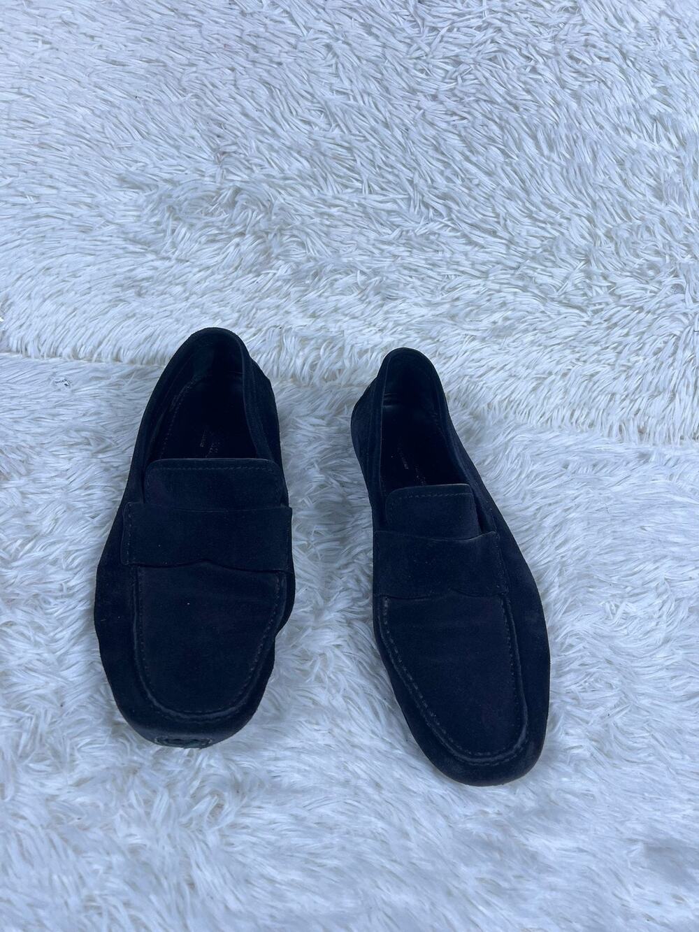 Ermenegildo Zegna Shoes Mens 9 Black Suede Loafers Penny Slip On Made Italy READ